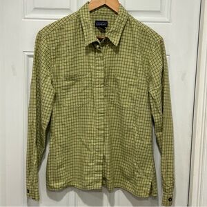 Vintage Patagonia Organic Cotton Women's Button Down Shirt, Plaid Green, Large